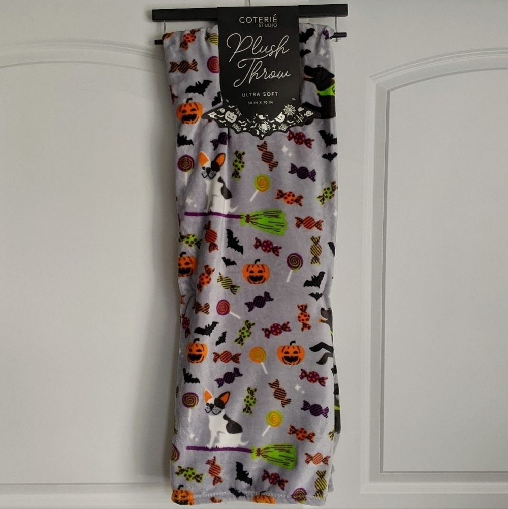Boston Terrier Frenchie Labrador Halloween Plush Throw Blanket 50"x 70" NWT